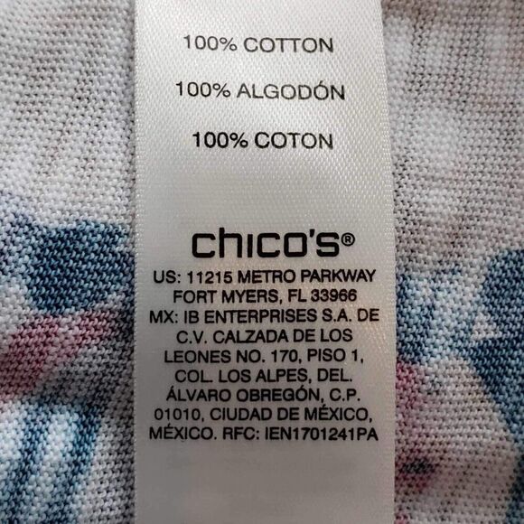 Chicos Shirt Womens Size 3 US XL Paisley Tunic Stretch Cotton White Pullover - Picture 6 of 8